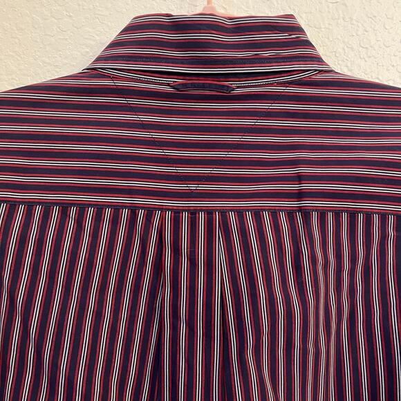 Vintage Tommy Hilfiger Shirt Mens XL 90s Button Down Navy Red Vertical Stripe - Picture 7 of 12